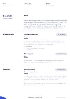 Choose template Duke and create a professional CV